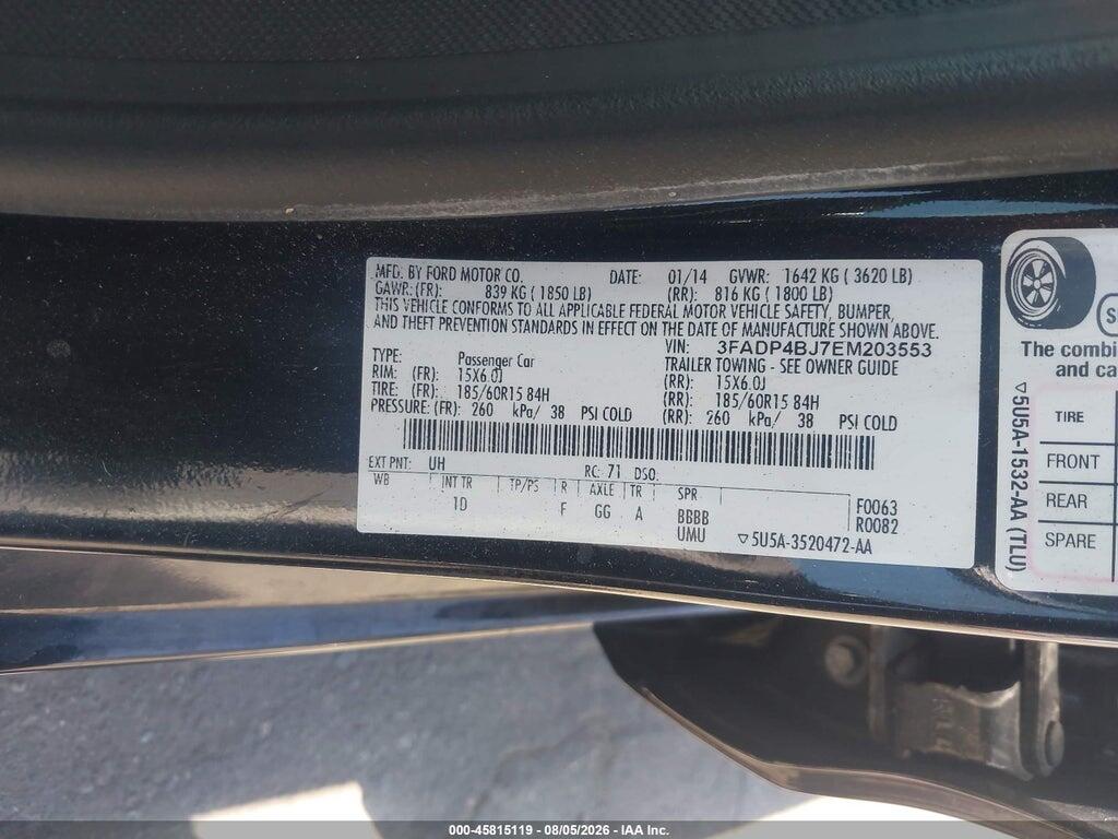3FADP4BJ7EM203553 2014 FORD FIESTA photo no. 9