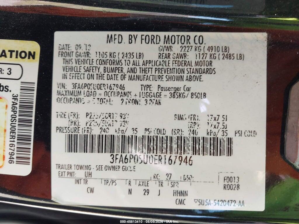 3FA6P0SU0ER167946 2014 FORD FUSION ENERGI photo no. 9