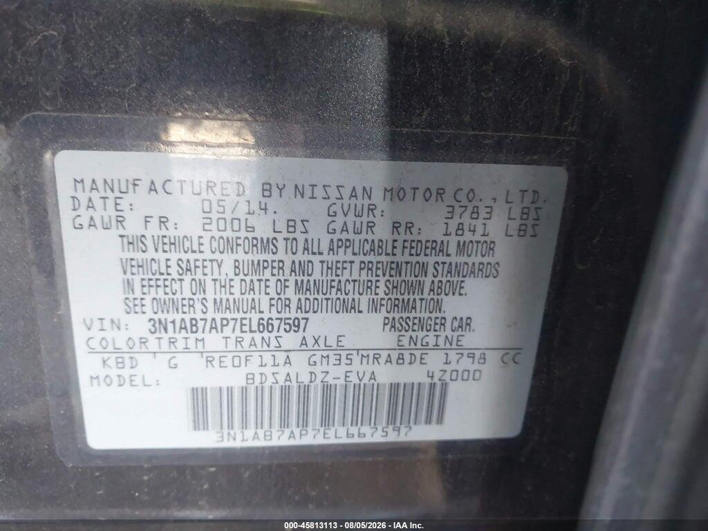 3N1AB7AP7EL667597 2014 NISSAN SENTRA photo no. 9