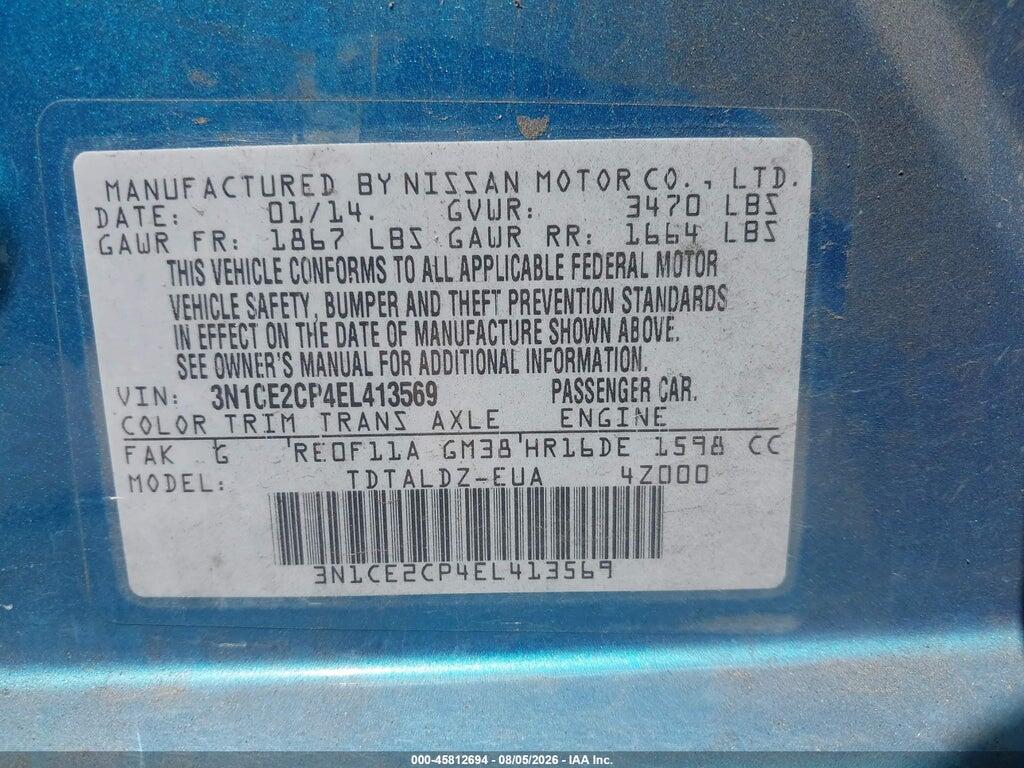 3N1CE2CP4EL413569 2014 NISSAN VERSA NOTE photo no. 9