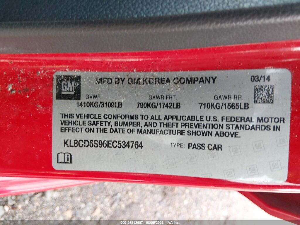 KL8CD6S96EC534764 2014 CHEVROLET SPARK photo no. 9