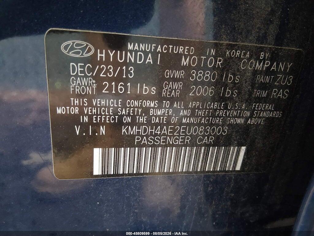 KMHDH4AE2EU083003 2014 HYUNDAI ELANTRA photo no. 9
