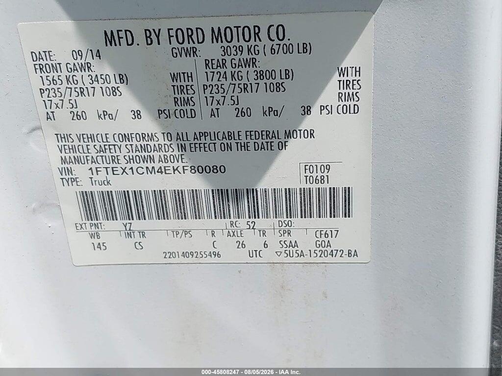 1FTEX1CM4EKF80080 2014 FORD F-150 photo no. 9