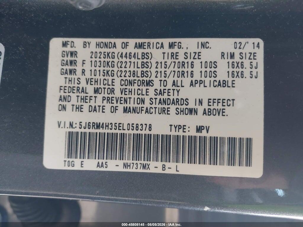 5J6RM4H35EL058378 2014 HONDA CR-V photo no. 9