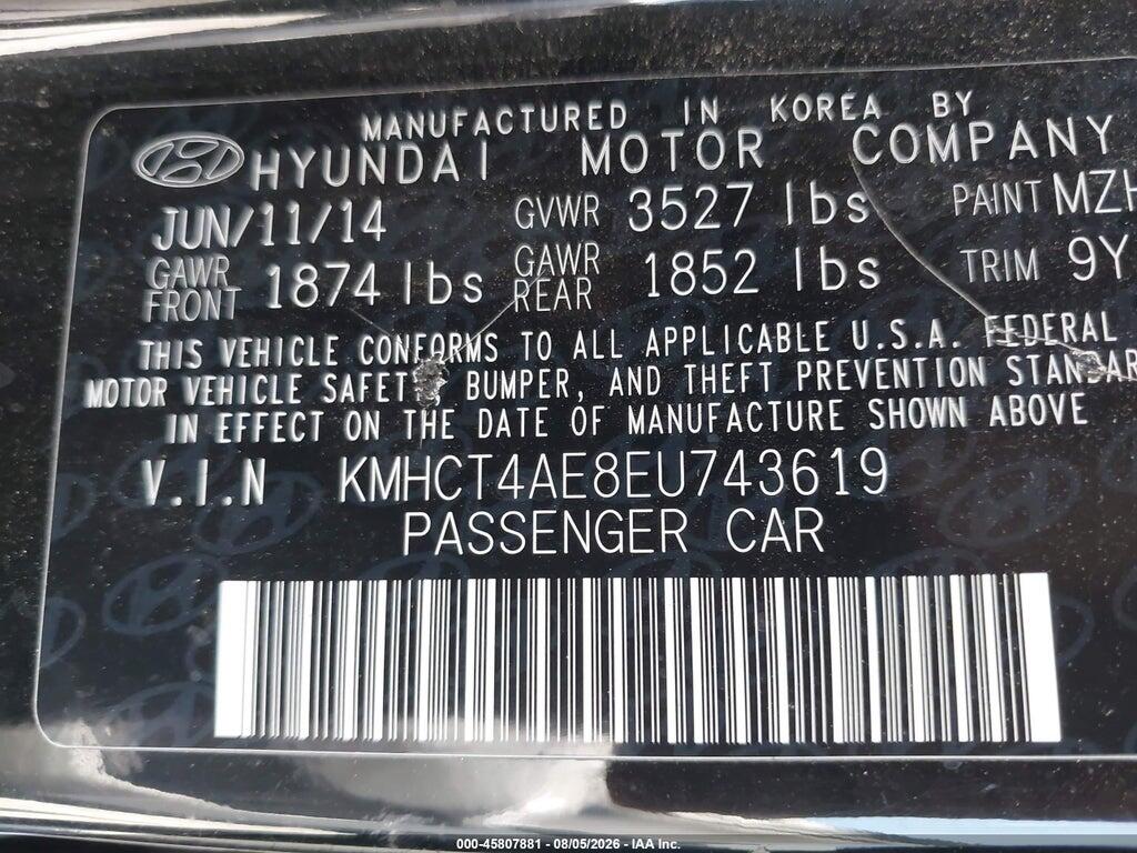 KMHCT4AE8EU743619 2014 HYUNDAI ACCENT photo no. 9