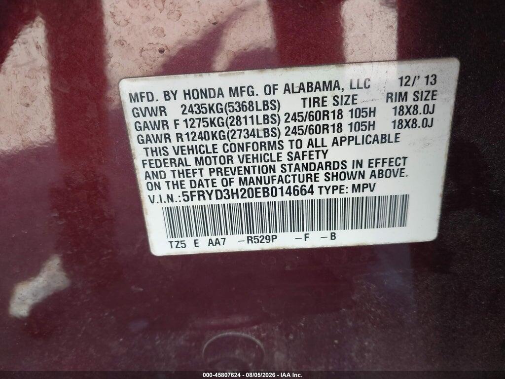 5FRYD3H20EB014664 2014 ACURA MDX photo no. 9