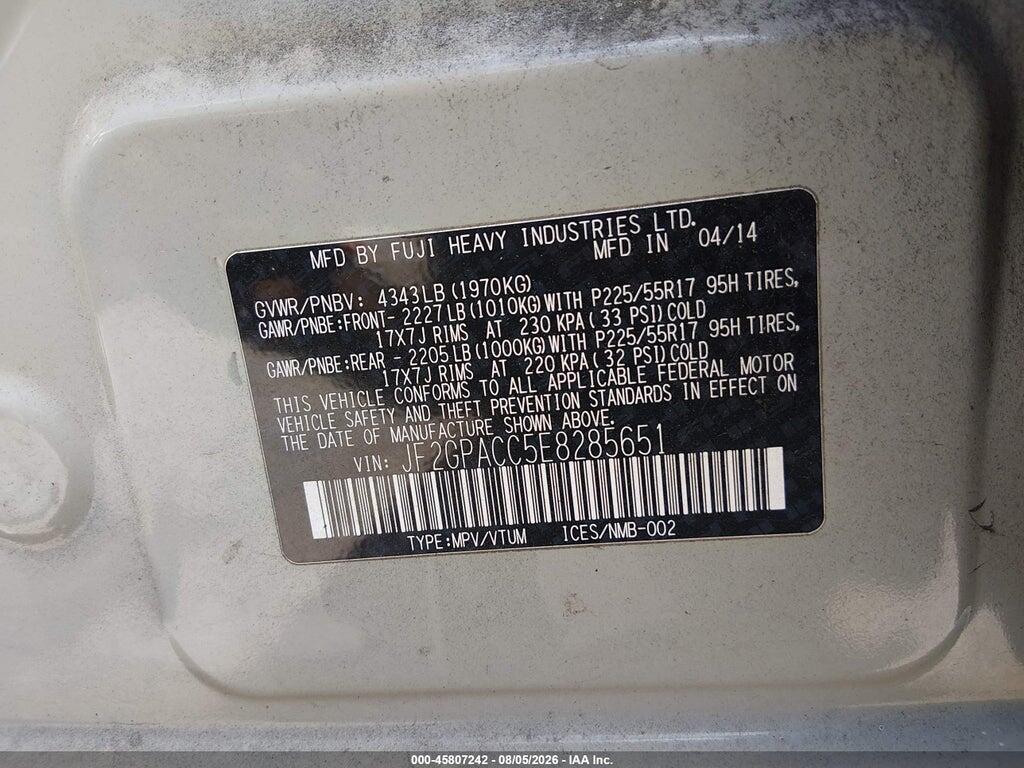JF2GPACC5E8285651 2014 SUBARU XV CROSSTREK photo no. 9