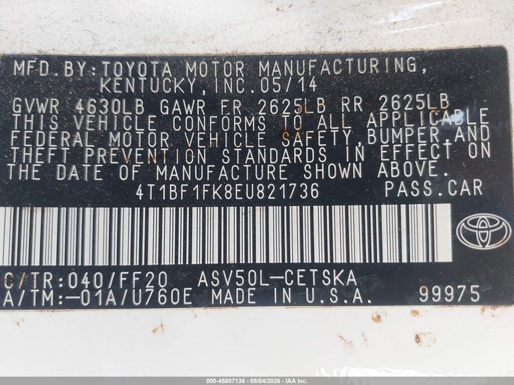 4T1BF1FK8EU821736 2014 TOYOTA CAMRY photo no. 9