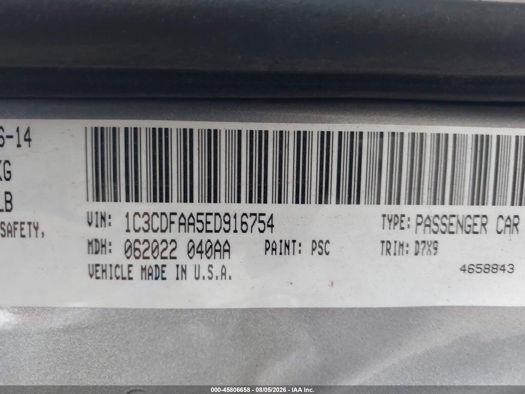 1C3CDFAA5ED916754 2014 DODGE DART photo no. 9