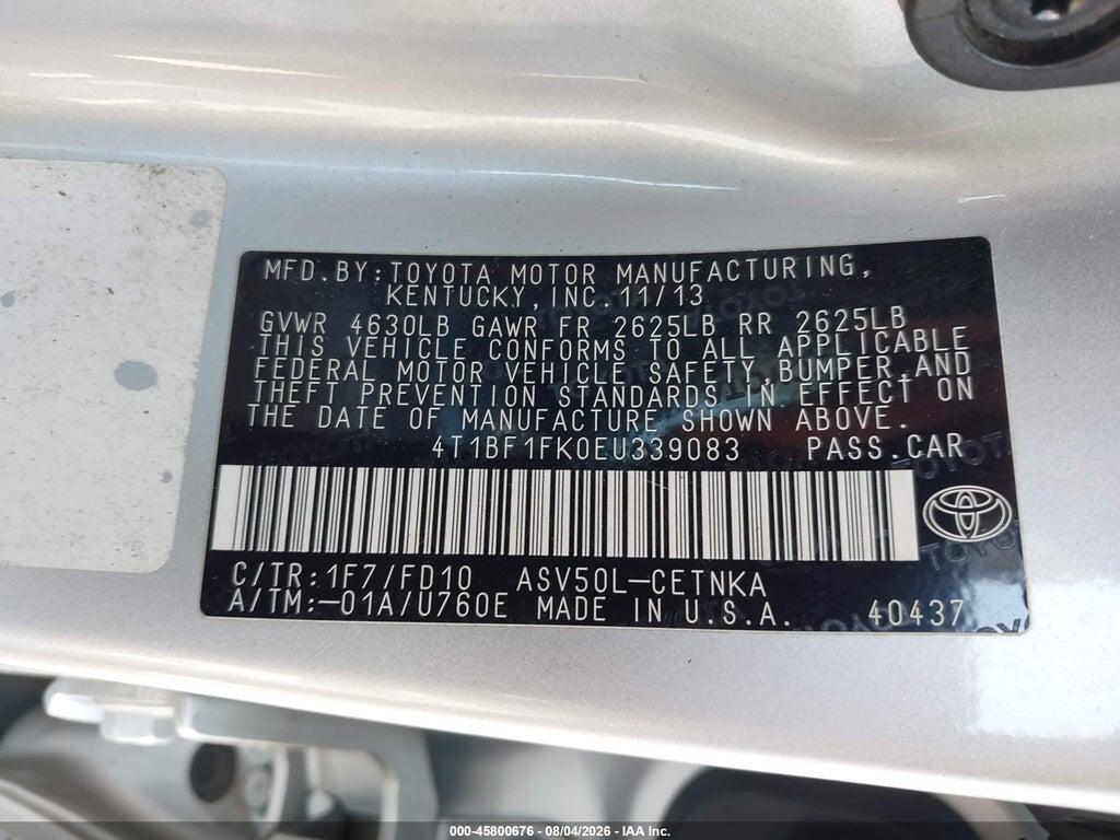 4T1BF1FK0EU339083 2014 TOYOTA CAMRY photo no. 9