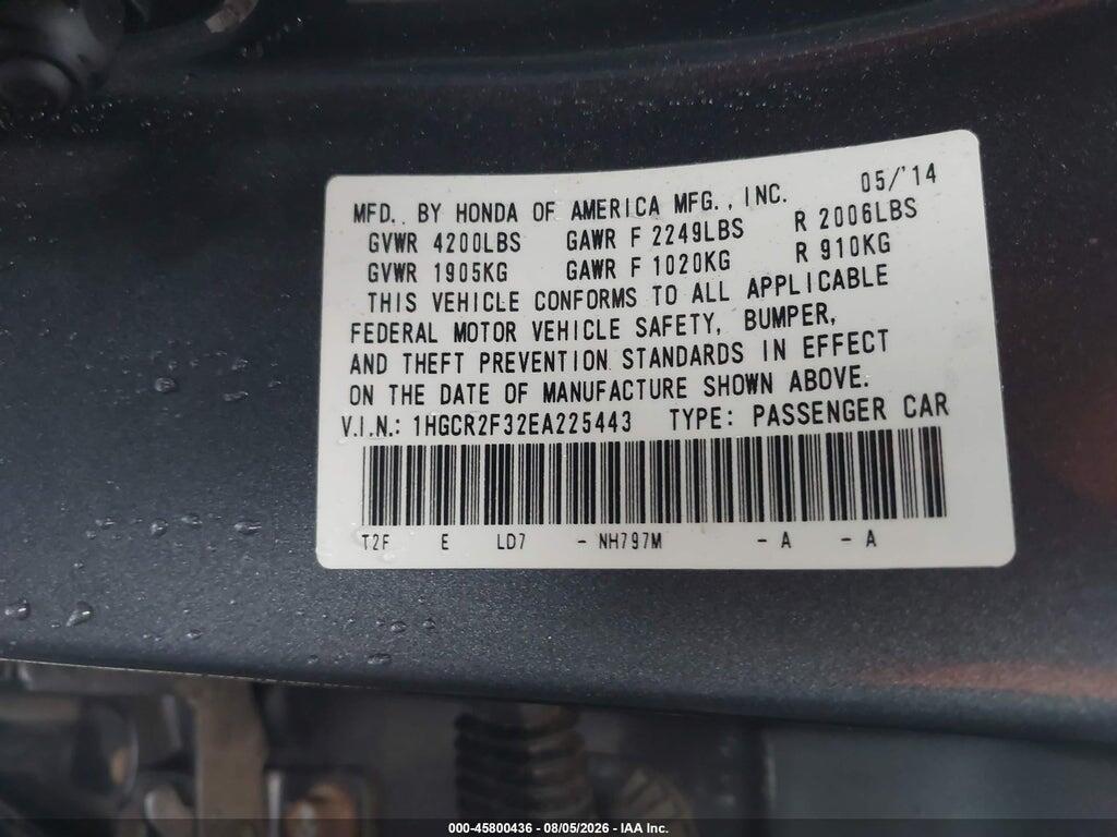 1HGCR2F32EA225443 2014 HONDA ACCORD photo no. 9