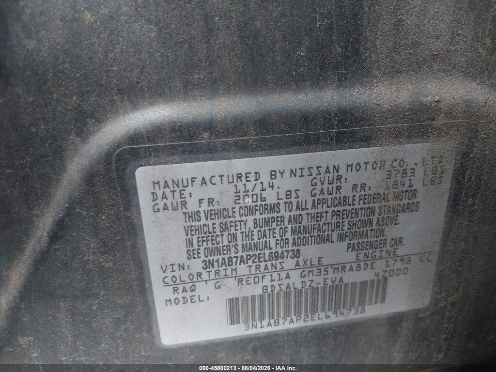 3N1AB7AP2EL694738 2014 NISSAN SENTRA photo no. 9