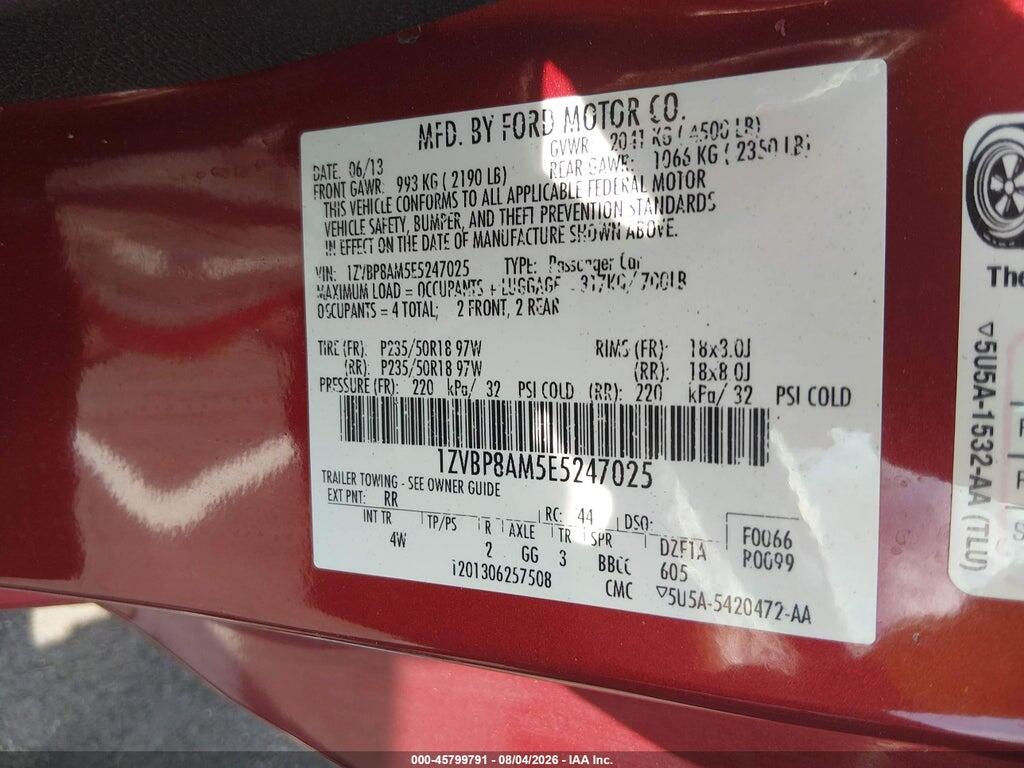 1ZVBP8AM5E5247025 2014 FORD MUSTANG photo no. 9