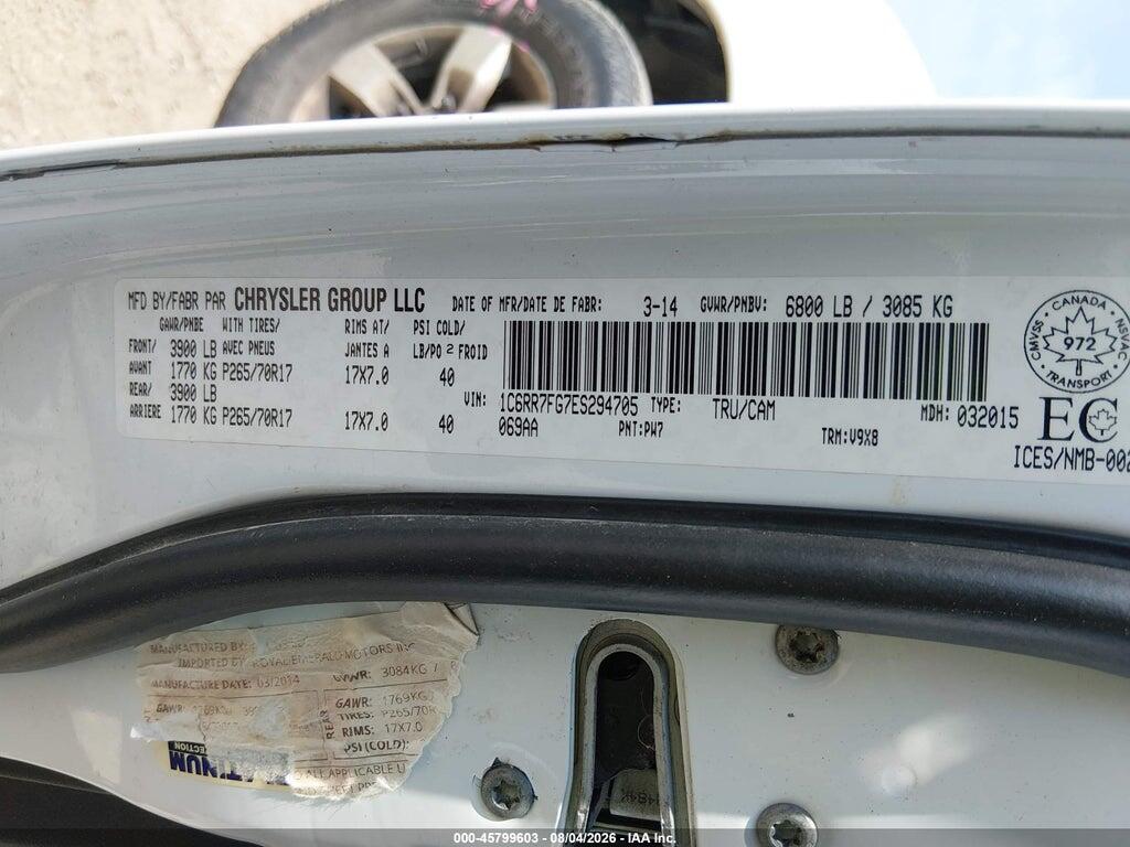 1C6RR7FG7ES294705 2014 RAM 1500 photo no. 9