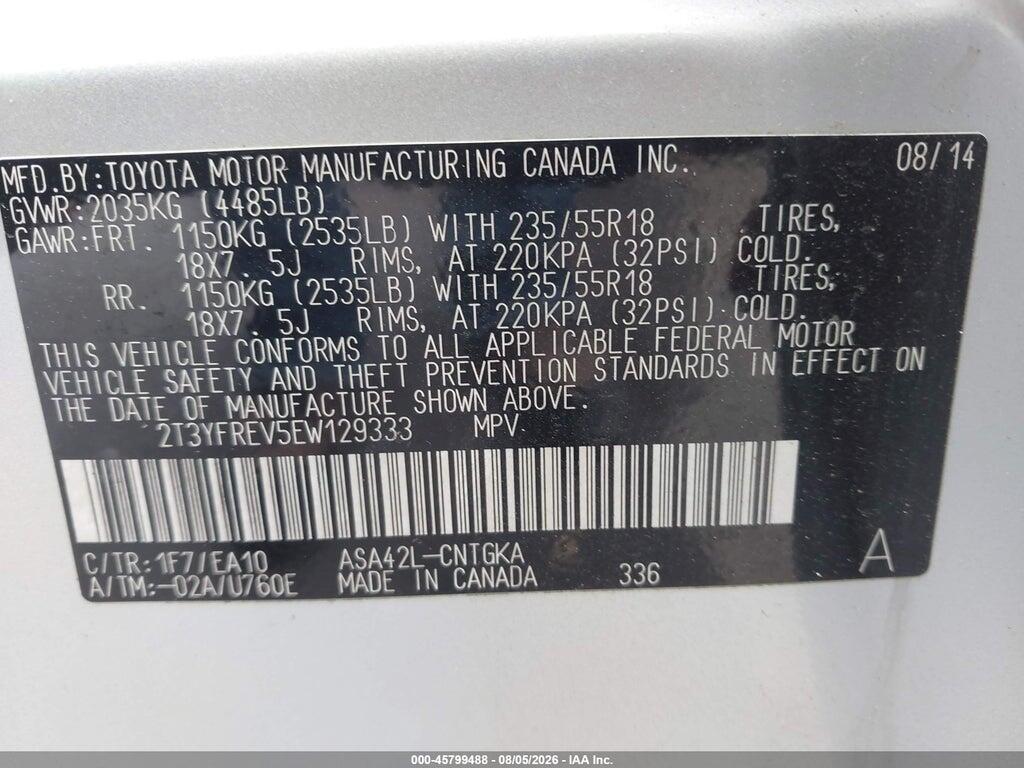2T3YFREV5EW129333 2014 TOYOTA RAV4 photo no. 9