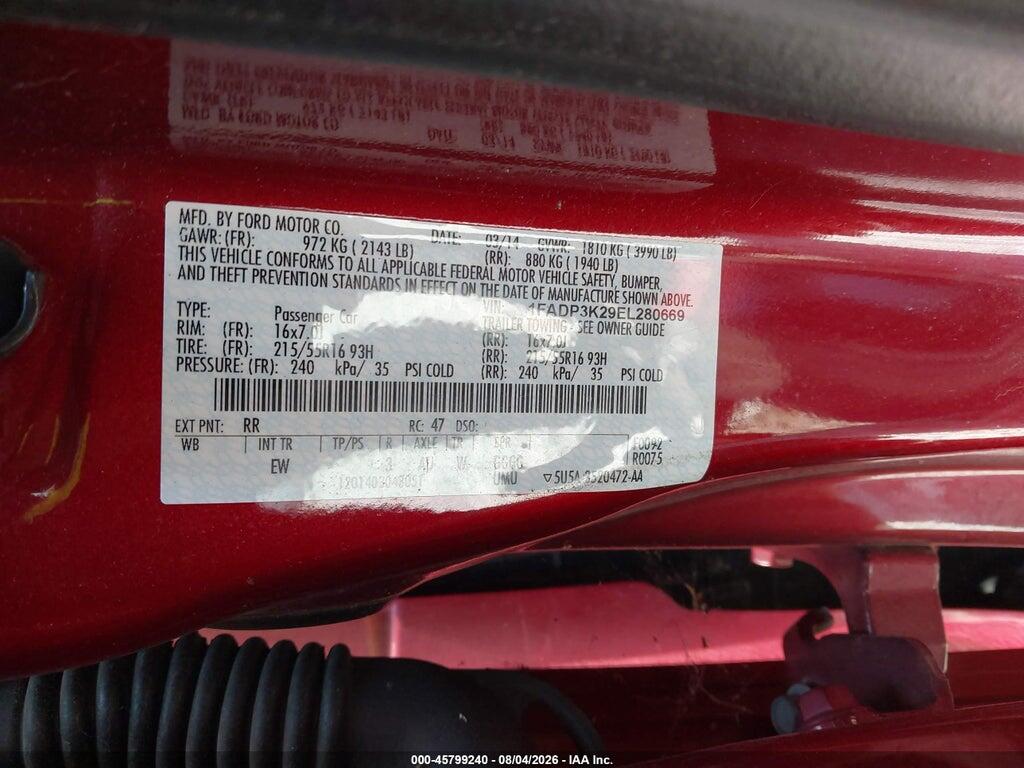 1FADP3K29EL280669 2014 FORD FOCUS photo no. 9