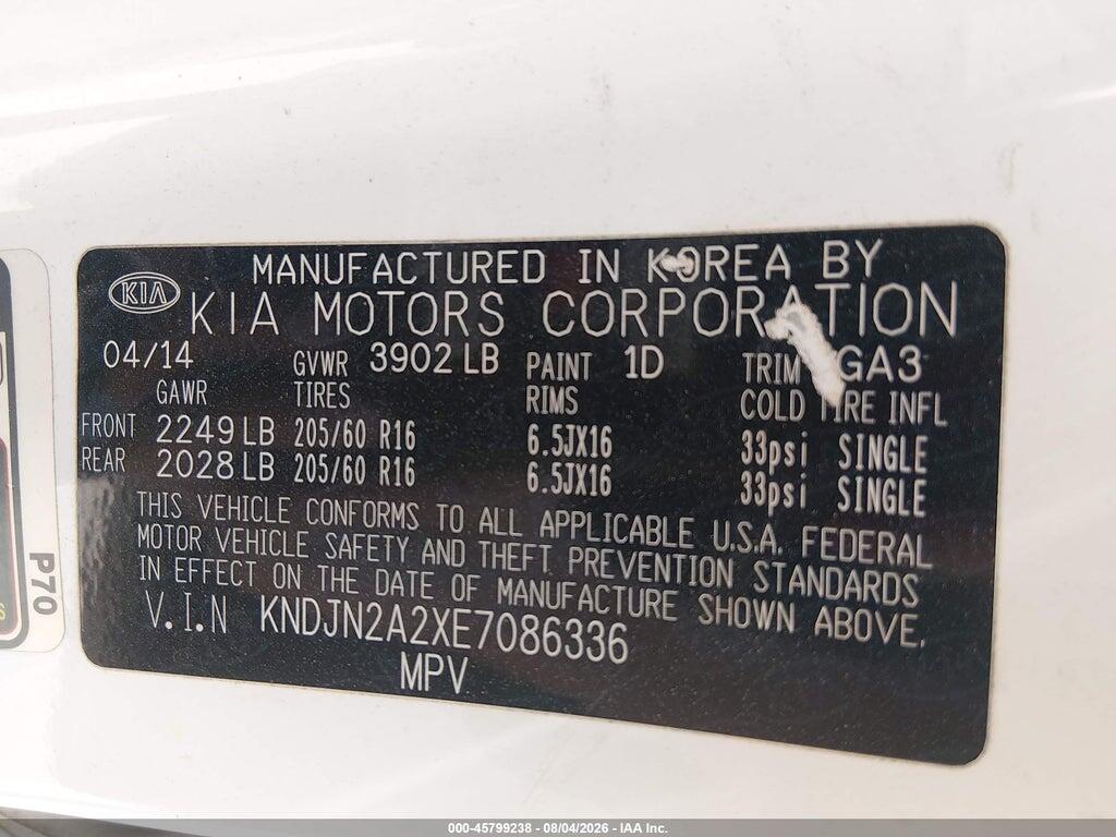 KNDJN2A2XE7086336 2014 KIA SOUL photo no. 9