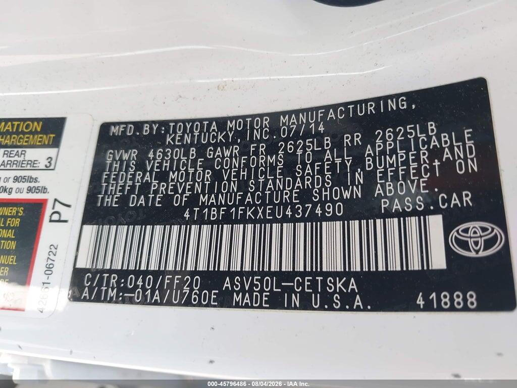 4T1BF1FKXEU437490 2014 TOYOTA CAMRY photo no. 9