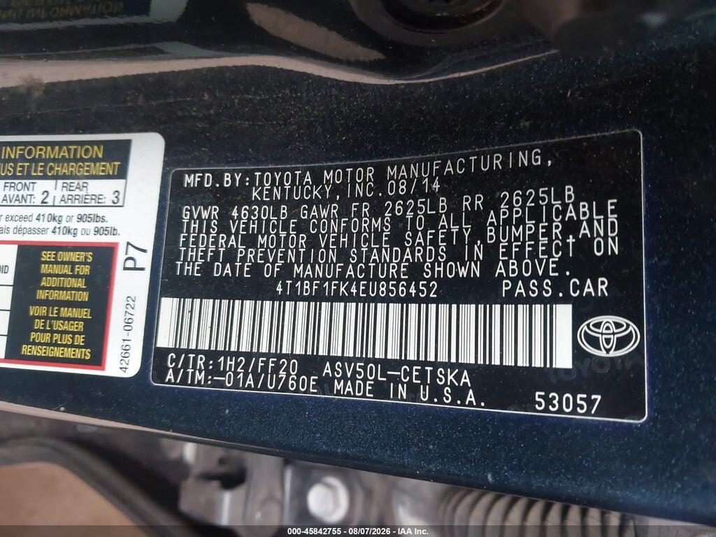 4T1BF1FK4EU856452 2014 TOYOTA CAMRY photo no. 9