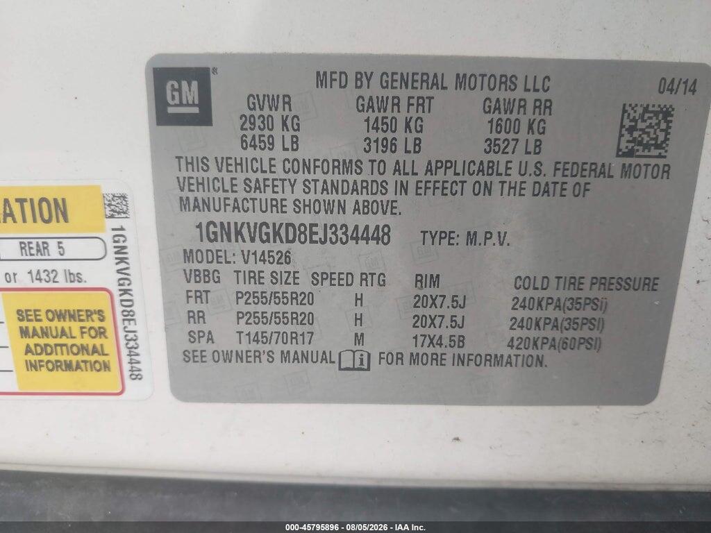 1GNKVGKD8EJ334448 2014 CHEVROLET TRAVERSE photo no. 9