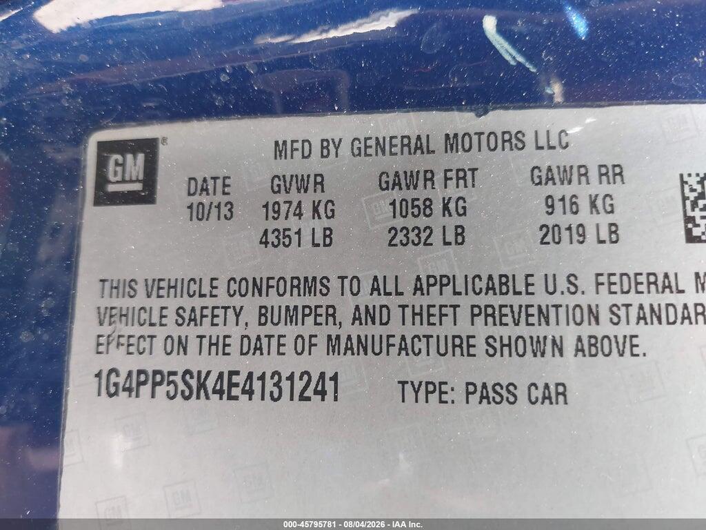 1G4PP5SK4E4131241 2014 BUICK VERANO photo no. 9