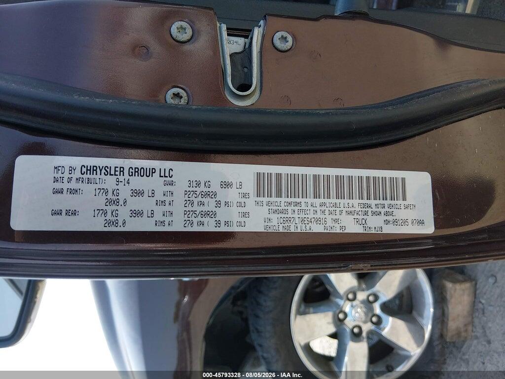 1C6RR7LT0ES470916 2014 RAM 1500 photo no. 9
