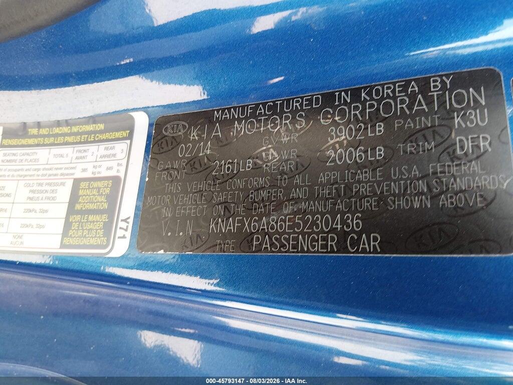 KNAFX6A86E5230436 2014 KIA FORTE KOUP photo no. 9