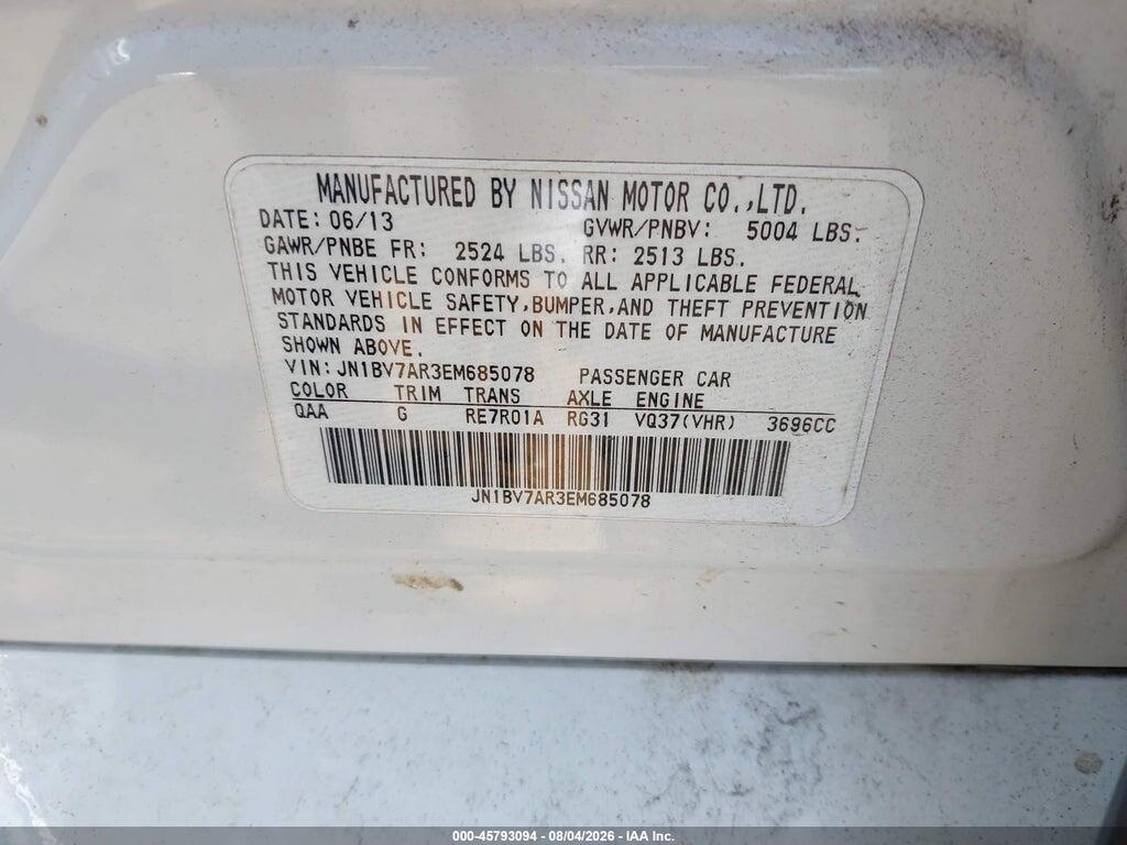 JN1BV7AR3EM685078 2014 INFINITI Q50 photo no. 9