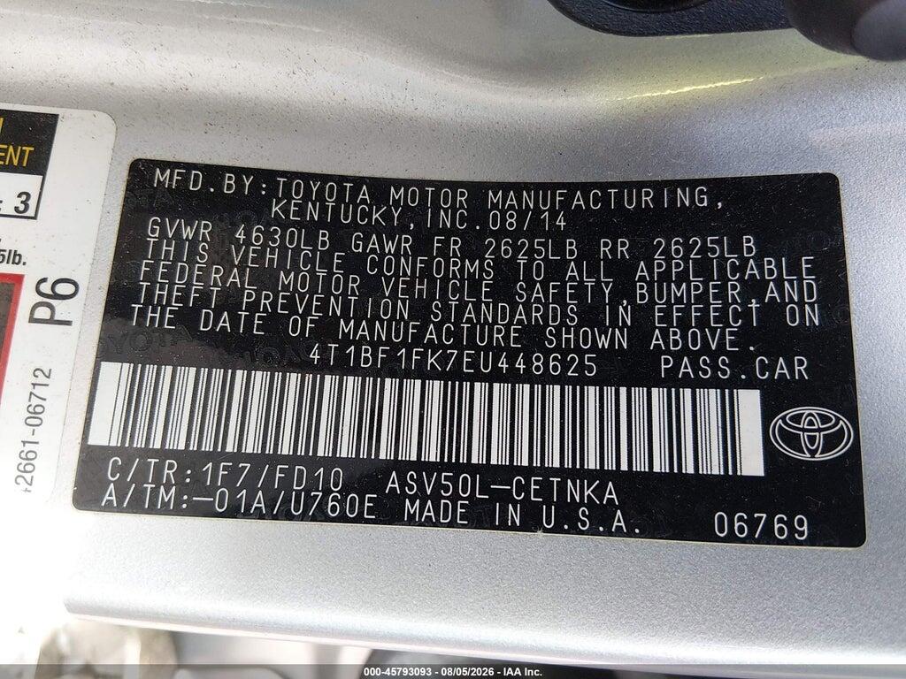 4T1BF1FK7EU448625 2014 TOYOTA CAMRY photo no. 9