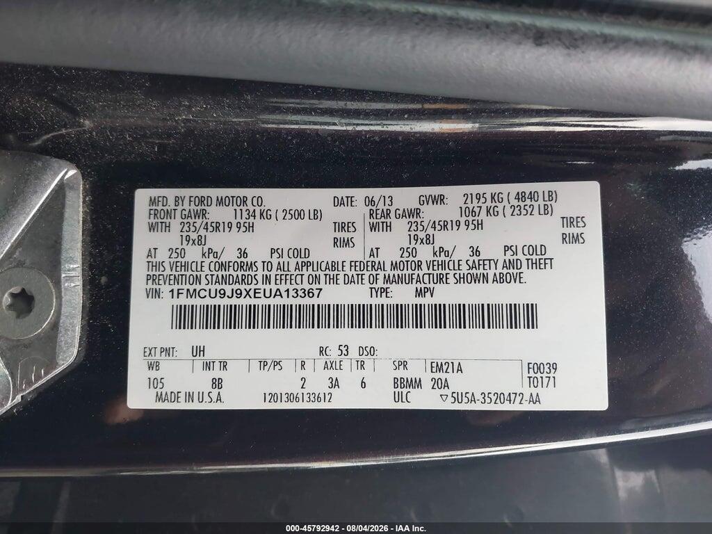 1FMCU9J9XEUA13367 2014 FORD ESCAPE photo no. 9