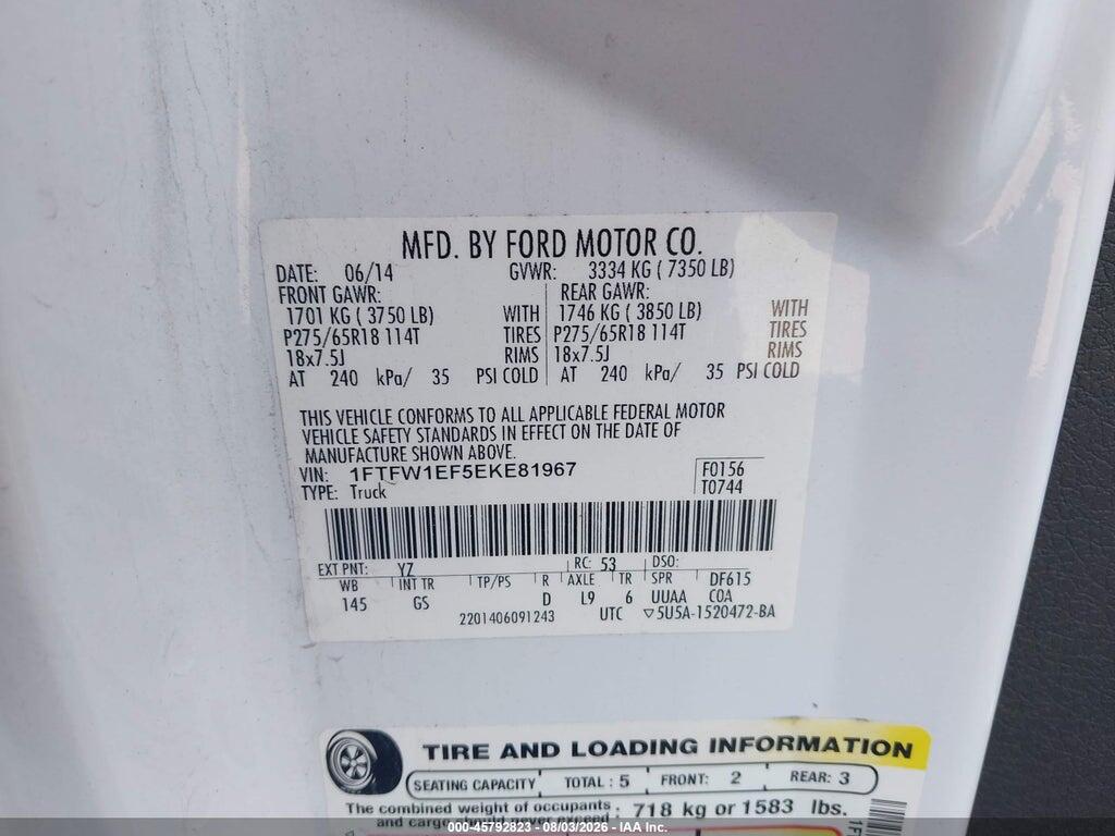1FTFW1EF5EKE81967 2014 FORD F-150 photo no. 9
