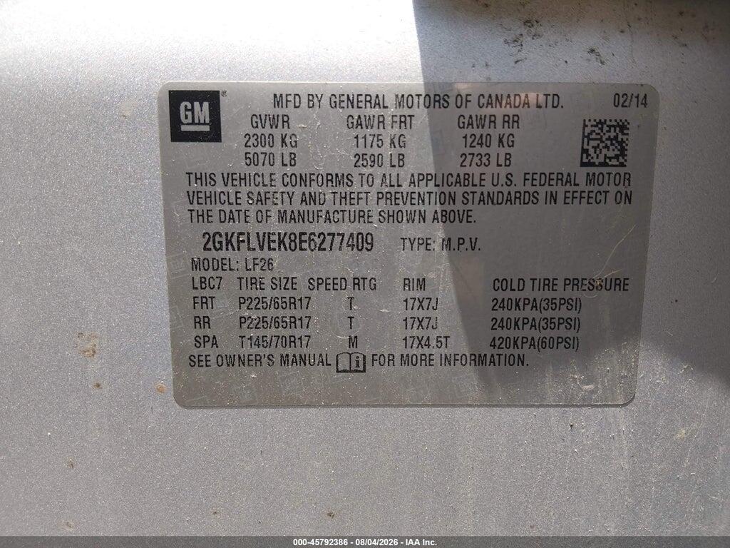 2GKFLVEK8E6277409 2014 GMC TERRAIN photo no. 9