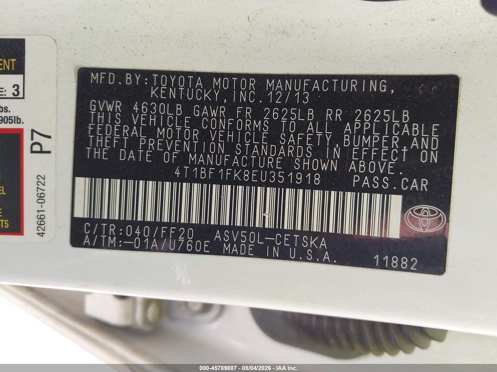 4T1BF1FK8EU351918 2014 TOYOTA CAMRY photo no. 9