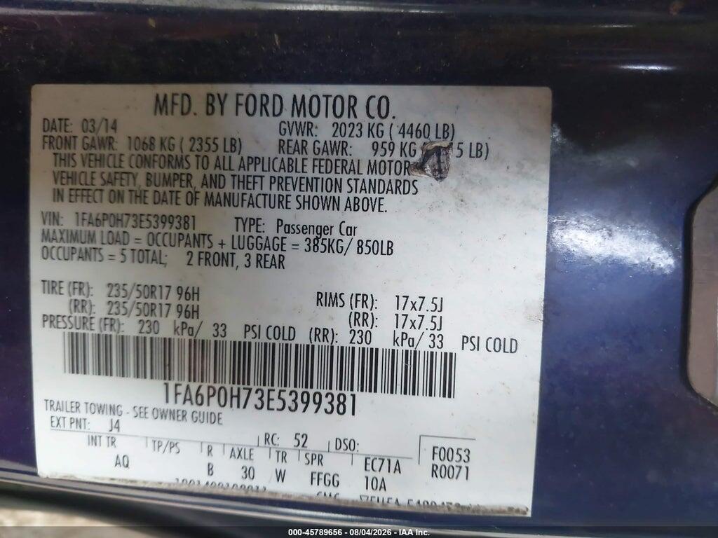1FA6P0H73E5399381 2014 FORD FUSION photo no. 9