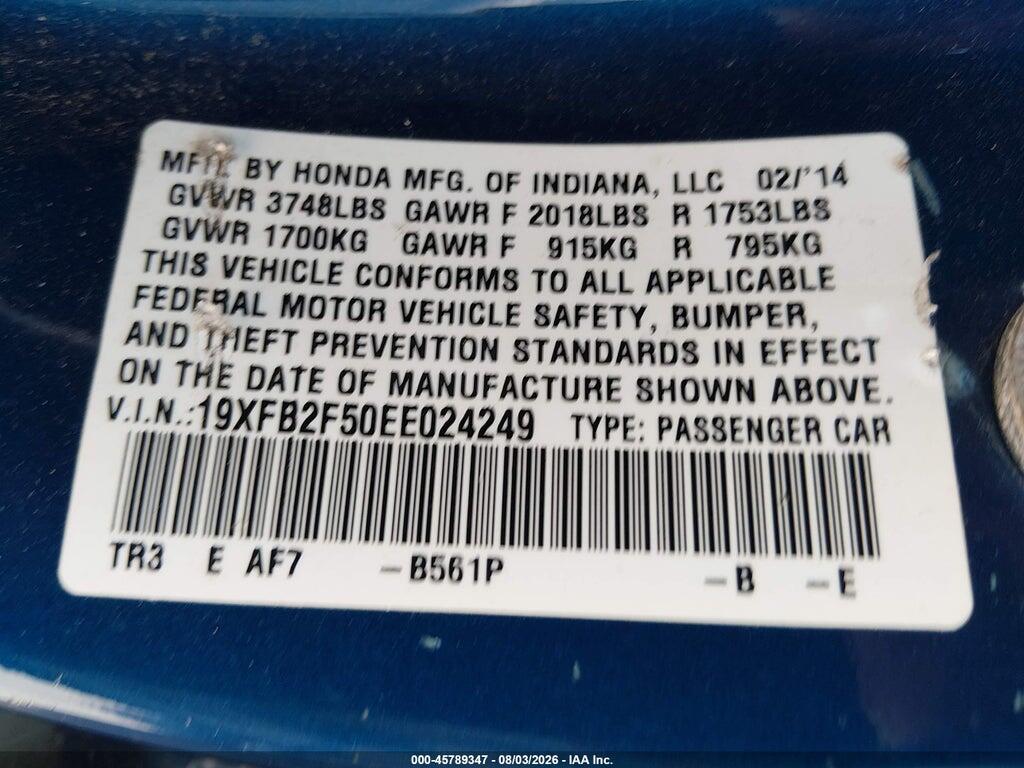 19XFB2F50EE024249 2014 HONDA CIVIC photo no. 9