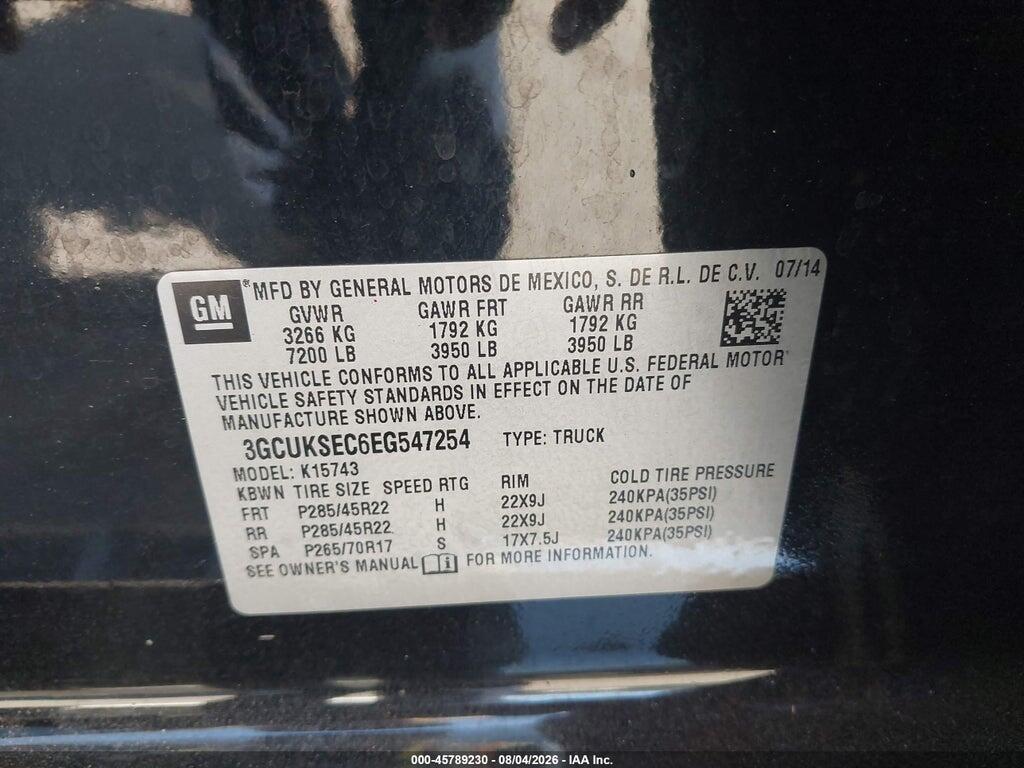 3GCUKSEC6EG547254 2014 CHEVROLET SILVERADO 1500 photo no. 9