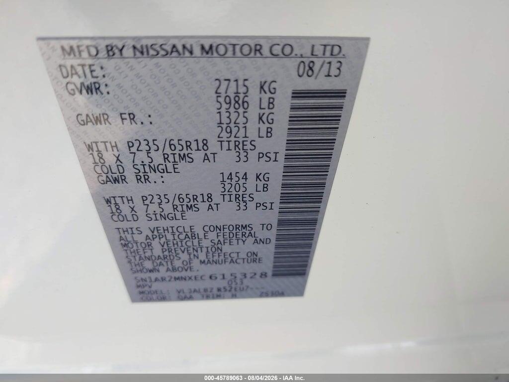 5N1AR2MNXEC615328 2014 NISSAN PATHFINDER photo no. 9