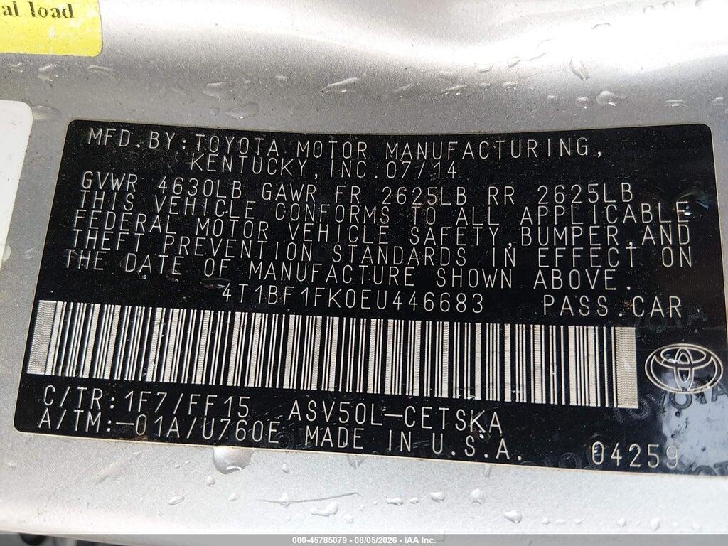 4T1BF1FK0EU446683 2014 TOYOTA CAMRY photo no. 9