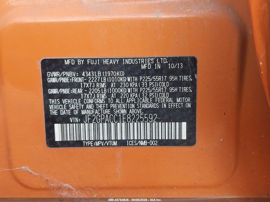 JF2GPACC1E8225592 2014 SUBARU XV CROSSTREK photo no. 9