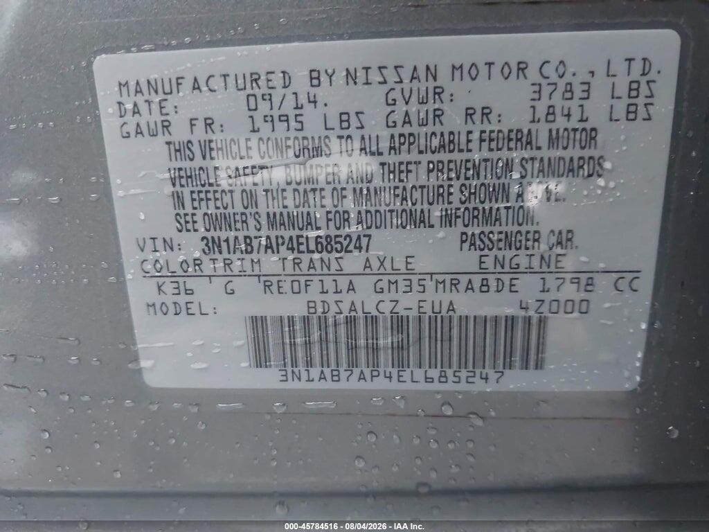 3N1AB7AP4EL685247 2014 NISSAN SENTRA photo no. 9