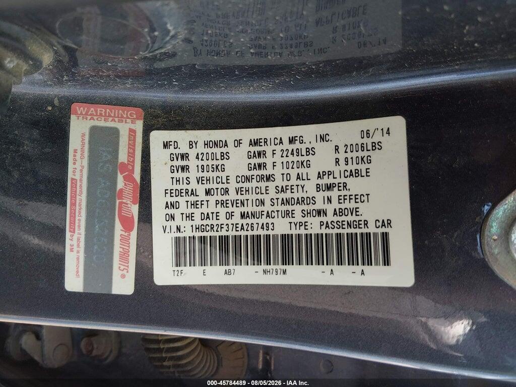 1HGCR2F37EA267493 2014 HONDA ACCORD photo no. 9