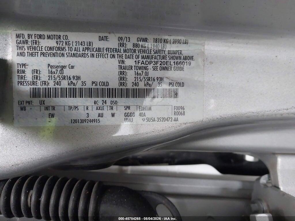 1FADP3F20EL166019 2014 FORD FOCUS photo no. 9