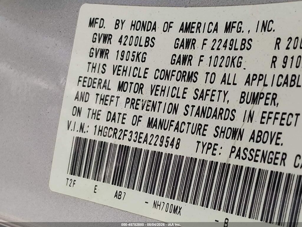 1HGCR2F33EA229548 2014 HONDA ACCORD photo no. 9
