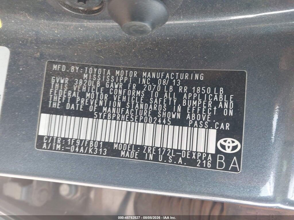 5YFBPRHE5EP002445 2014 TOYOTA COROLLA photo no. 9