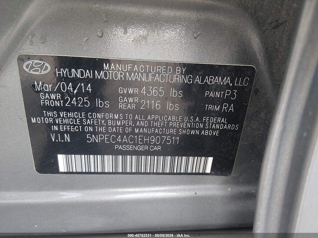 5NPEC4AC1EH907511 2014 HYUNDAI SONATA photo no. 9