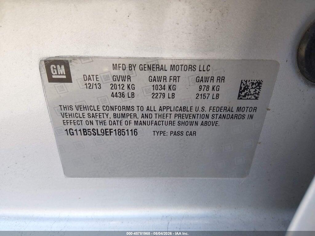 1G11B5SL9EF185116 2014 CHEVROLET MALIBU photo no. 9