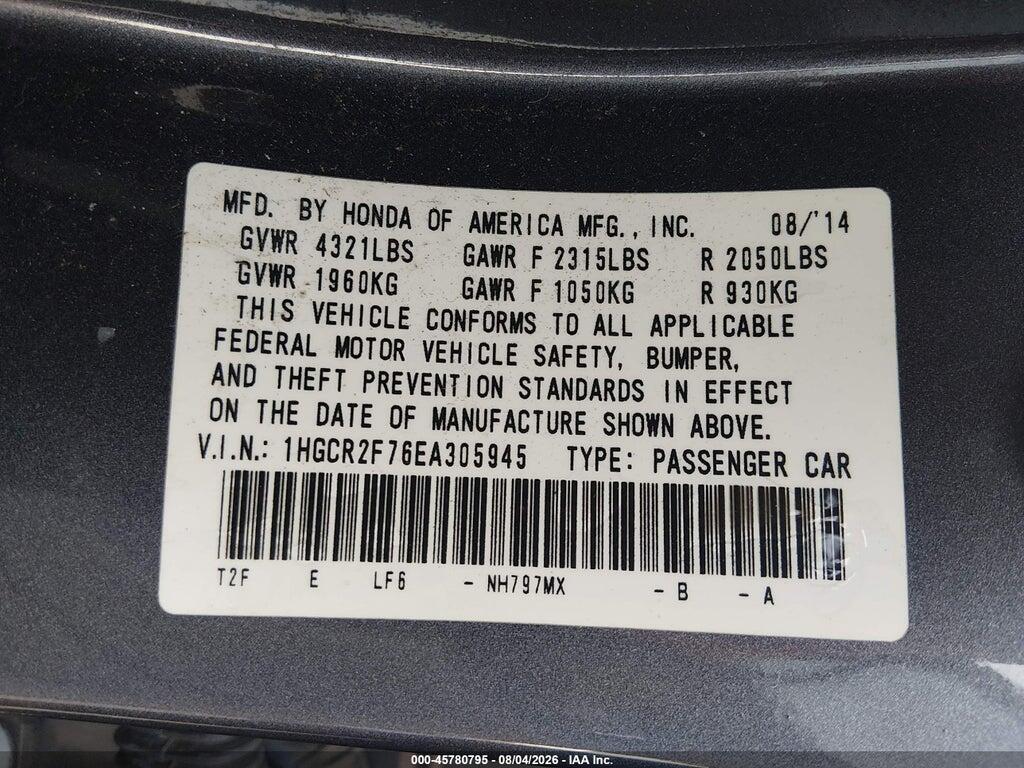 1HGCR2F76EA305945 2014 HONDA ACCORD photo no. 9