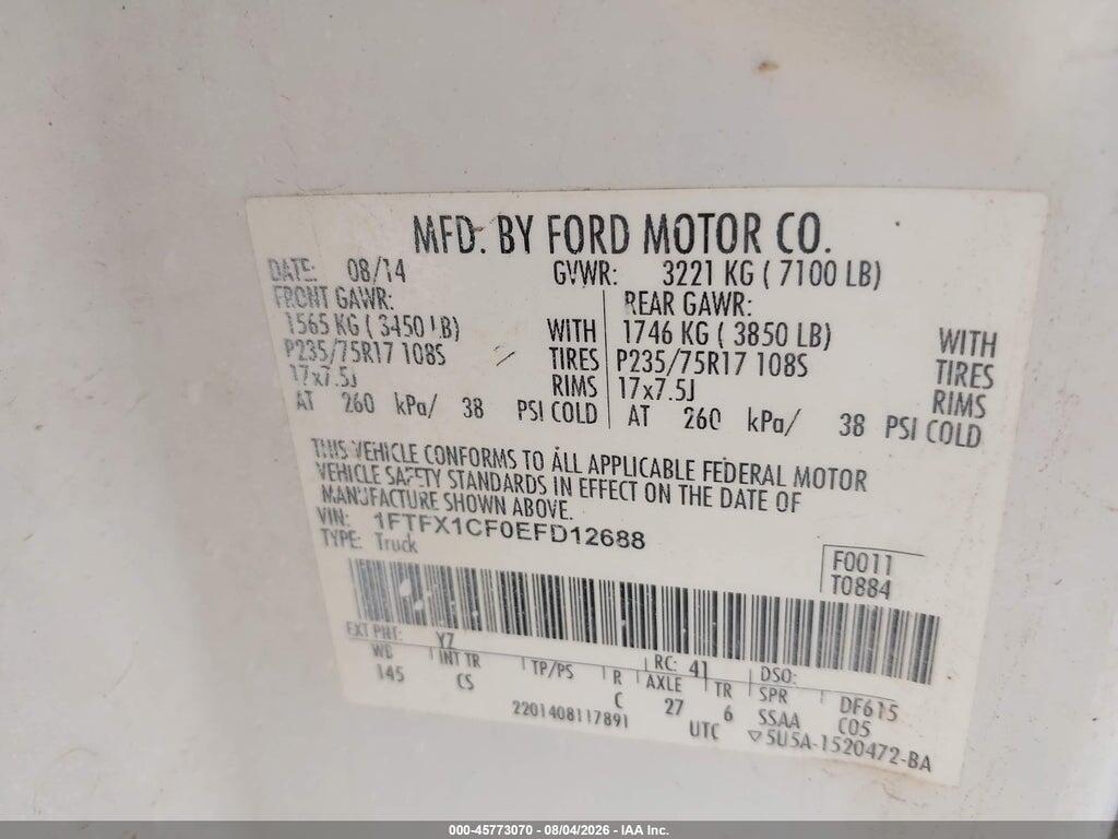 1FTFX1CF0EFD12688 2014 FORD F-150 photo no. 9
