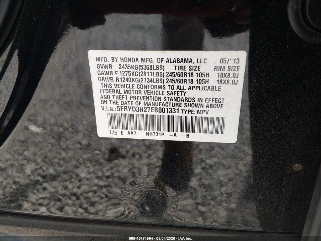 5FRYD3H27EB001331 2014 ACURA MDX photo no. 9