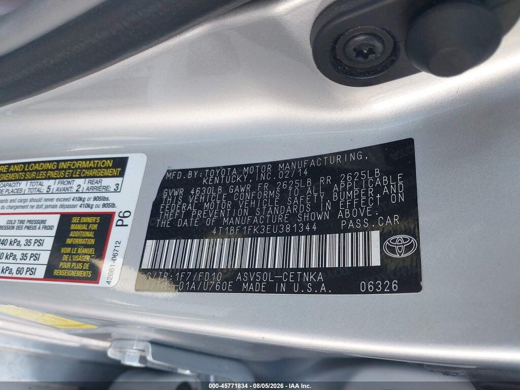 4T1BF1FK3EU381344 2014 TOYOTA CAMRY photo no. 9